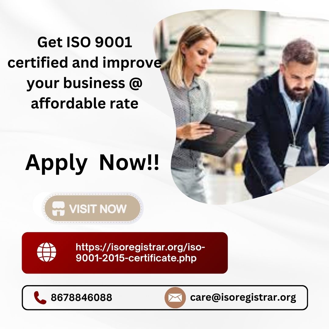 Get ISO 9001 certified and improve your business @ affordable rate - Noida